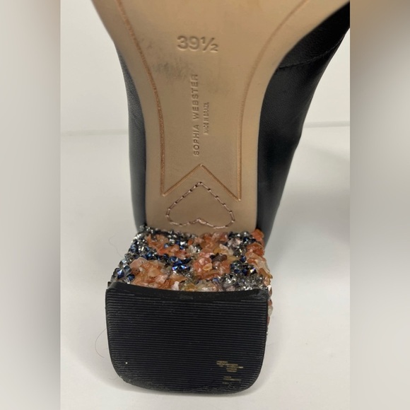 Sophia Webster Stella Black Leather Embellished Ankle Boots Womens Size 39.5/8 - Picture 13 of 16